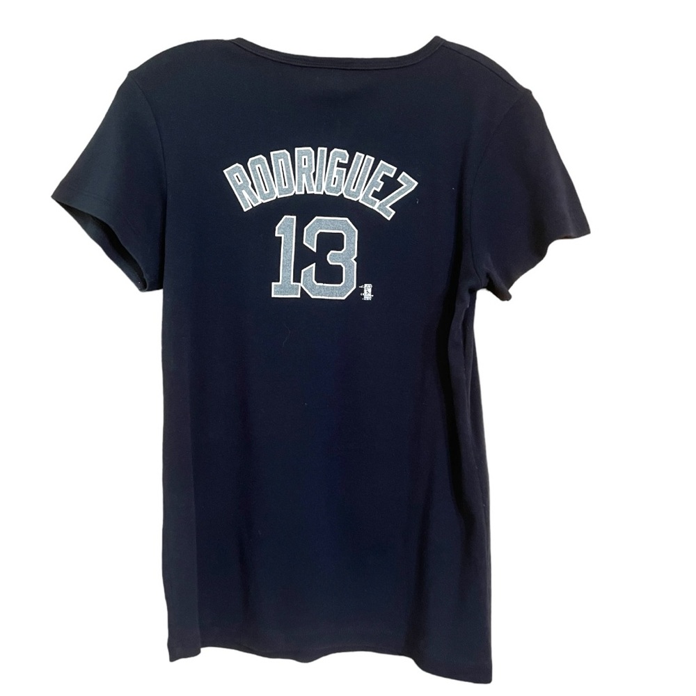 Vintage New York Yankees Rodriguez 13 Women's Navy T Shirt Sz M GUC
